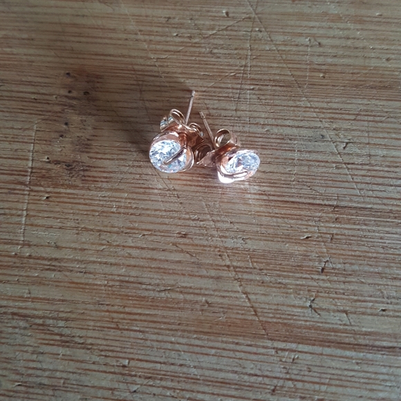 ROSE GOLD Tone CZ Studs (Apple Shape) SOLD ON TITLE - Picture 3 of 5